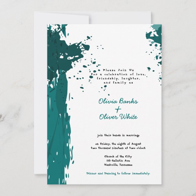 Turquoise Grunge - Join in Marriage - Invitation (Front)