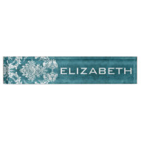 Turquoise Grungy Damask Pattern Custom Text