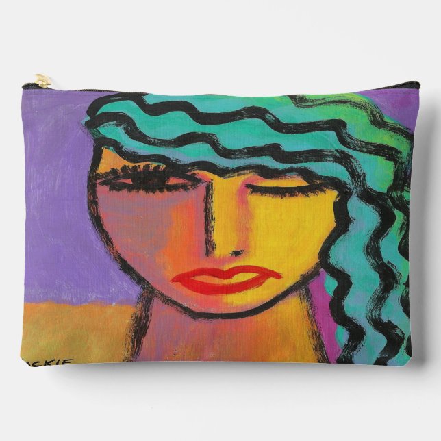 Turquoise Hair Abstract Art Accessory Pouch (Front)