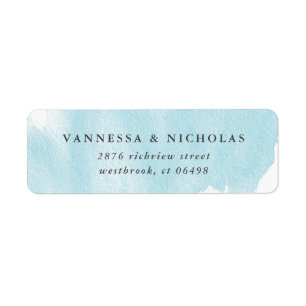 Turquoise hand-painted Watercolor Wash Return Address Label
