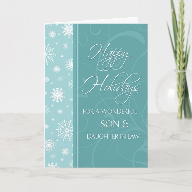 Turquoise Happy Holidays Christmas Card (Front)