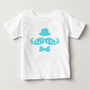 Turquoise Hat Moustache Casual Baby Boy T-Shirt