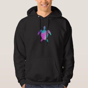 Turquoise Hawaiian Sea Turtle Honu Maori Art Patte Hoodie