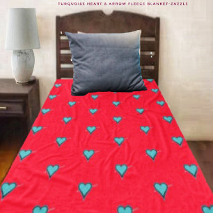 Turquoise Heart & Arrow Fleece Blanket