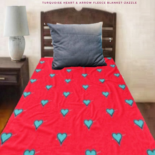 Turquoise Heart & Arrow Fleece Blanket (Creator Uploaded)