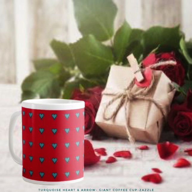 Turquoise Heart & Arrow Large Coffee Mug (Creator Uploaded)