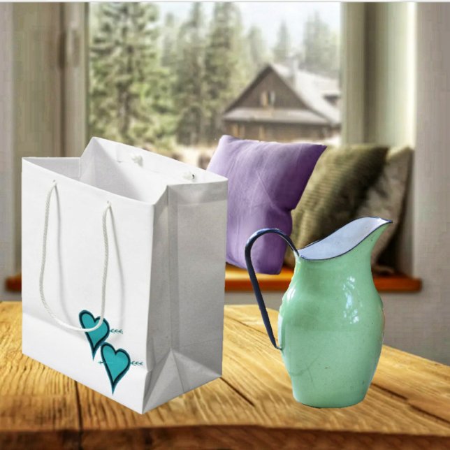 Turquoise Heart & Arrow Medium Gift Bag (Present your gift of Love in this Turquoise Heart & Arrow Medium Gift Bag!)