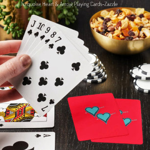 Turquoise Heart & Arrow Playing Cards