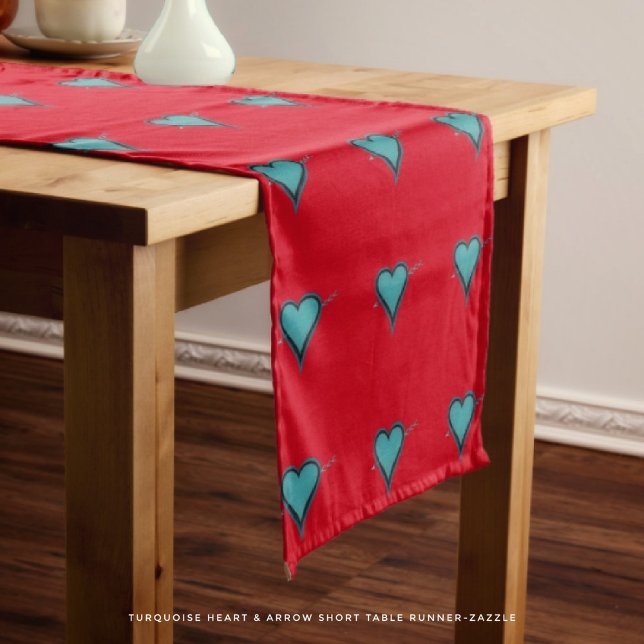 Turquoise Heart & Arrow Short Table Runner (Creator Uploaded)