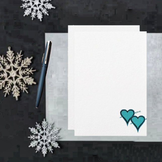 Turquoise Heart & Arrow Stationery (Write loving letters with this Turquoise Heart & Arrow Stationery!)