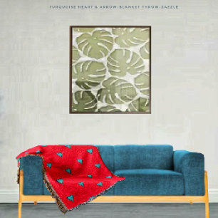 Turquoise Heart & Arrow Throw Blanket