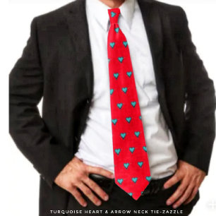Turquoise Heart & Arrow Tie