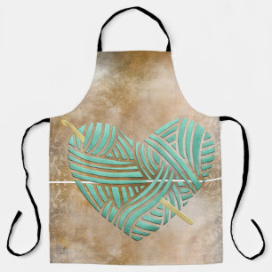 Turquoise Heart on Vintage Decoupage Apron