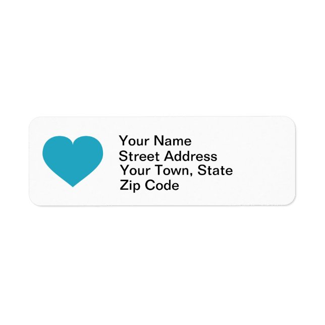 Turquoise heart return address label (Front)