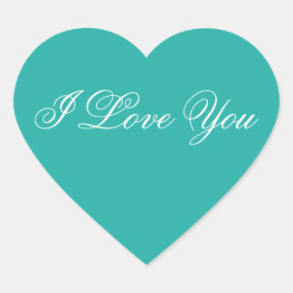 Turquoise Heart Sticker - I Love You