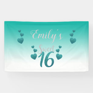 Turquoise Hearts And Numbers Banner