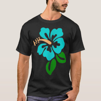 Turquoise Hibiscus Flower T-Shirt
