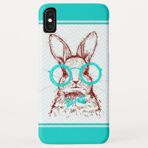 Turquoise Hipster Easter Bunny   Holidays iPhone XS Max Case