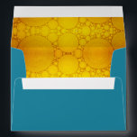 Turquoise holiday yellow circle pattern lined name envelopes<br><div class="desc">A teal blue envelope lined with bright, colourful, yellow gold bubble art photography helps you usher in both Hanukkah and Christmas. Feel the warmth and joy of the holiday season whenever you use this stunning, artsy envelope. Matching greeting cards, stickers, stamps, tote bags, serving trays, and other products are available...</div>