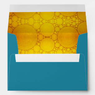 Turquoise holiday yellow circle pattern lined name envelopes