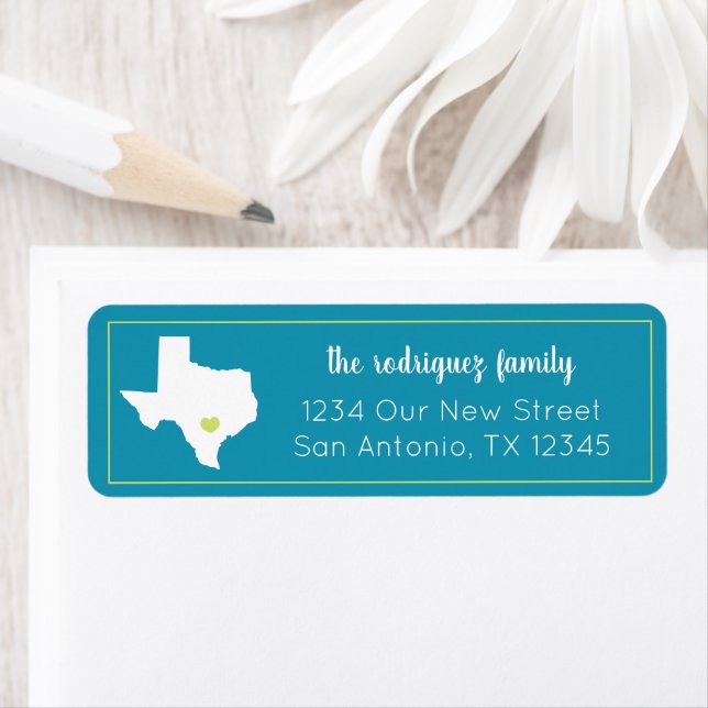 Turquoise Home Sweet Home - Texas Moving Return Address Label (Insitu)