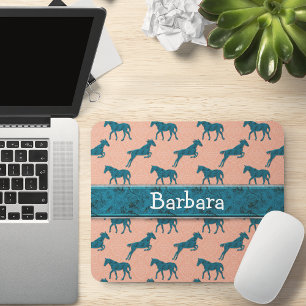 Turquoise Horse Personalised Mouse Pad