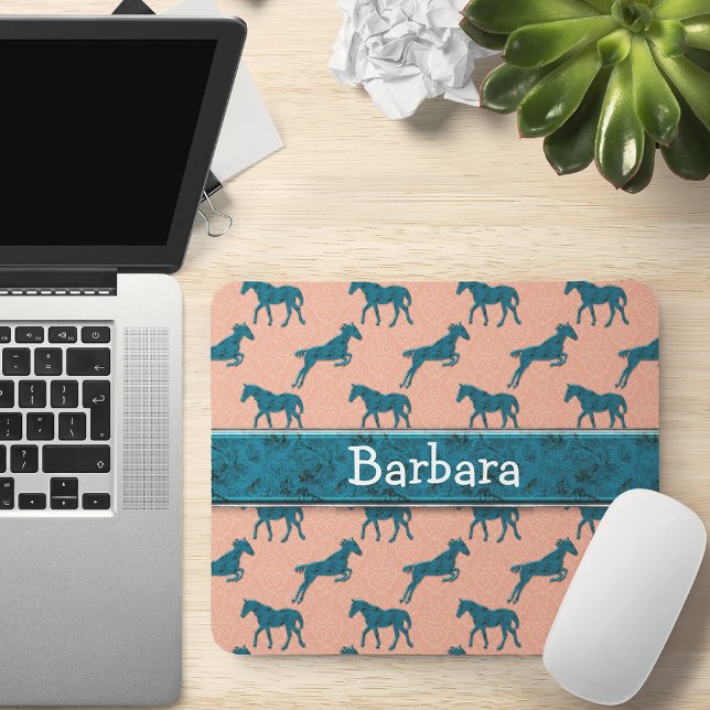 Turquoise Horse Personalised Mouse Pad (Creator Uploaded)