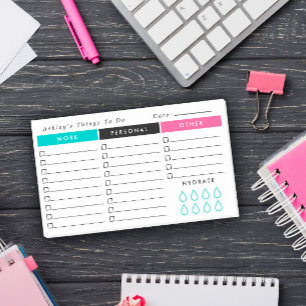 Turquoise Hot Pink Daily Organiser To Do List Post-it Notes