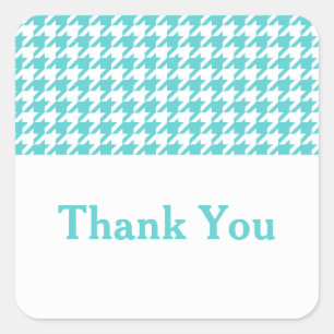 Turquoise Houndstooth Thank You Stickers