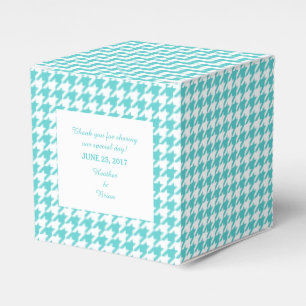 Turquoise Houndstooth Wedding Favour Box
