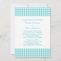 Turquoise Houndstooth Wedding Invite