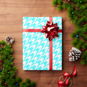 Turquoise Houndstooth  Wrapping Paper
