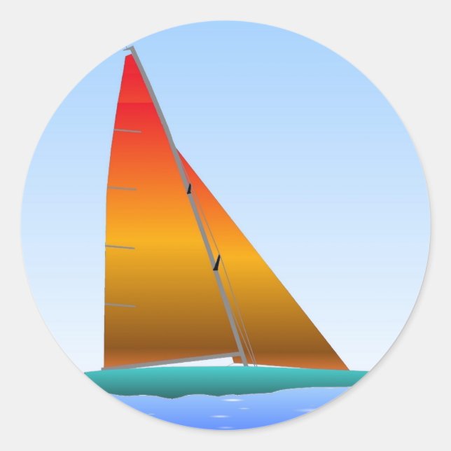 Turquoise hull sailboat classic round sticker (Front)