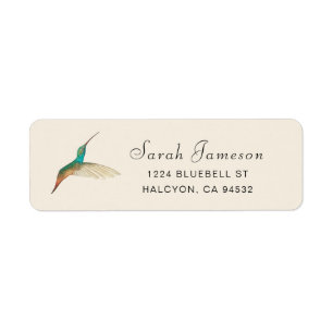Turquoise Hummingbird Address Label Return Address Label