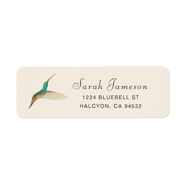 Turquoise Hummingbird Address Label Return Address Label (Front)