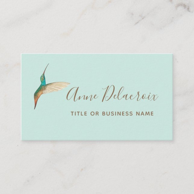 Turquoise Hummingbird Business Card (Front)