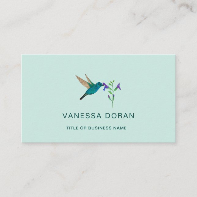 Turquoise Hummingbird  Business Card (Front)