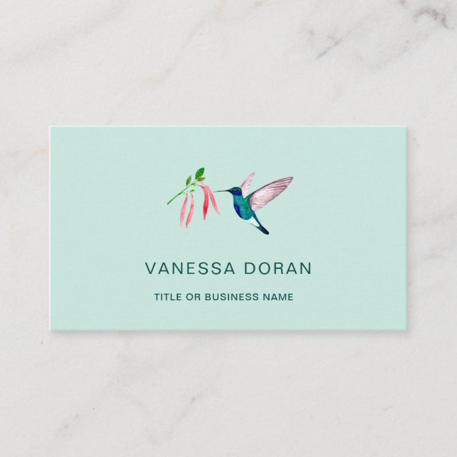 Turquoise Hummingbird  Business Card (Front)