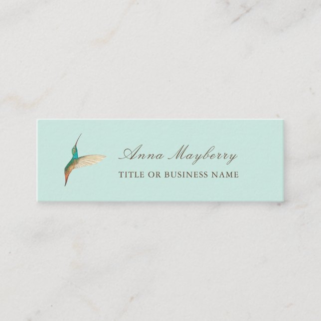 Turquoise Hummingbird Mini Business Card (Front)