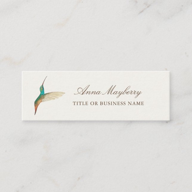 Turquoise Hummingbird Mini Business Card (Front)
