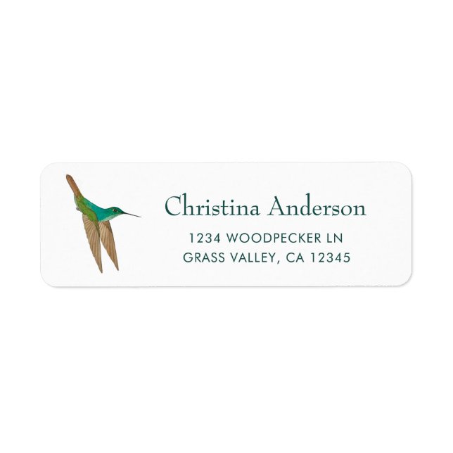 Turquoise Hummingbird  Return Address Label (Front)