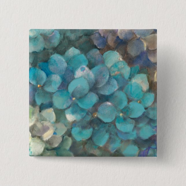 Turquoise Hydrangea 15 Cm Square Badge (Front)