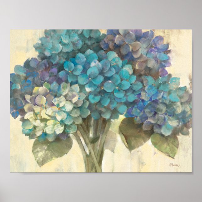 Turquoise Hydrangea Poster (Front)