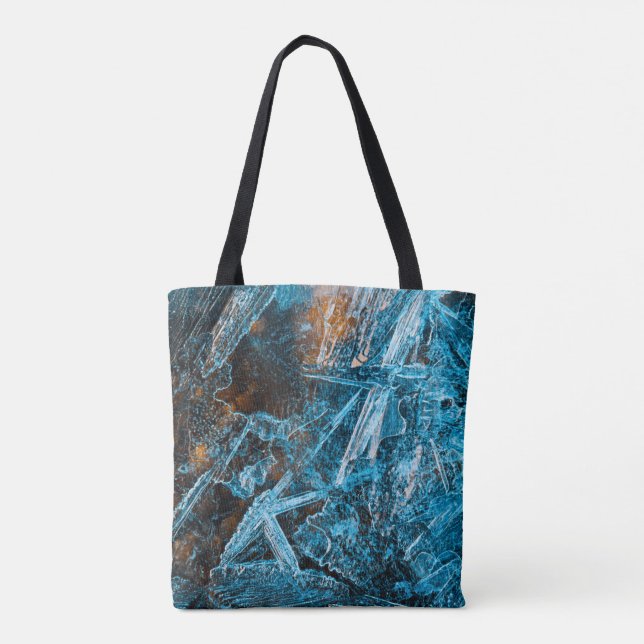 Turquoise Ice Abstract Art Tote Bag (Back)