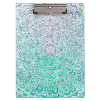 Turquoise Ice Flower Mandala Clipboard