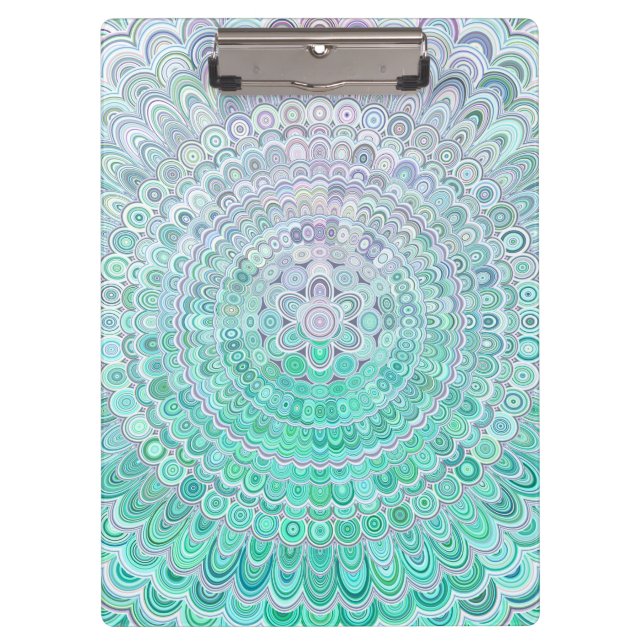 Turquoise Ice Flower Mandala Clipboard (Front)