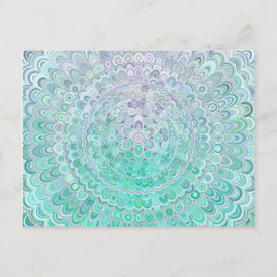 Turquoise Ice Flower Mandala Postcard