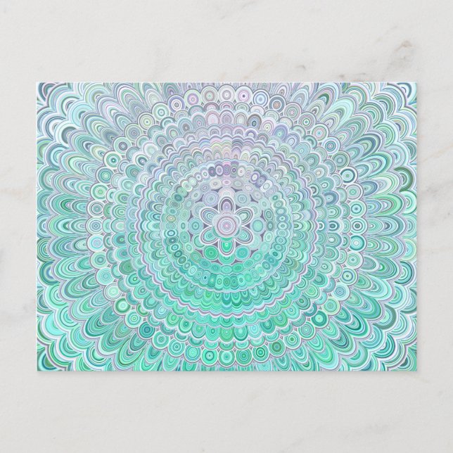 Turquoise Ice Flower Mandala Postcard (Front)