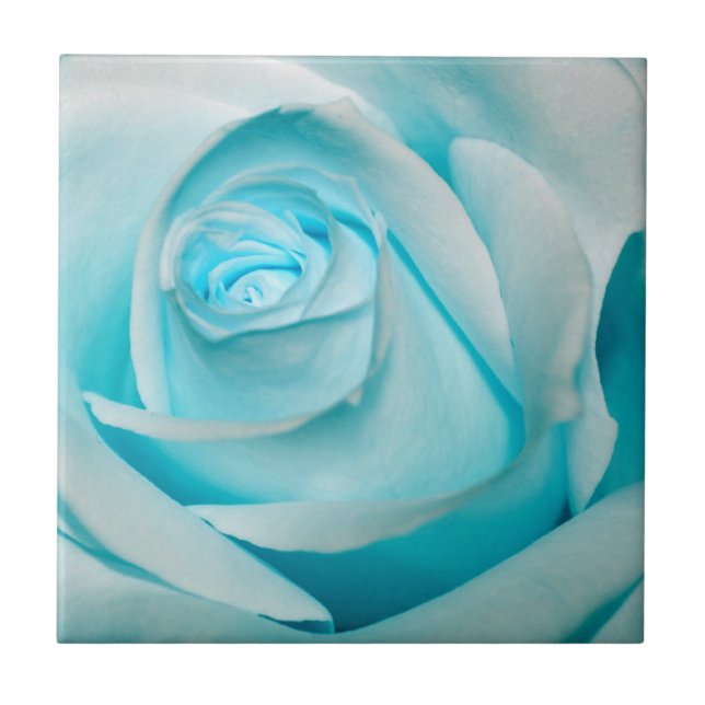 Turquoise Ice Rose Ceramic Tile (Front)