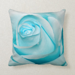 Turquoise Ice Rose Cushion